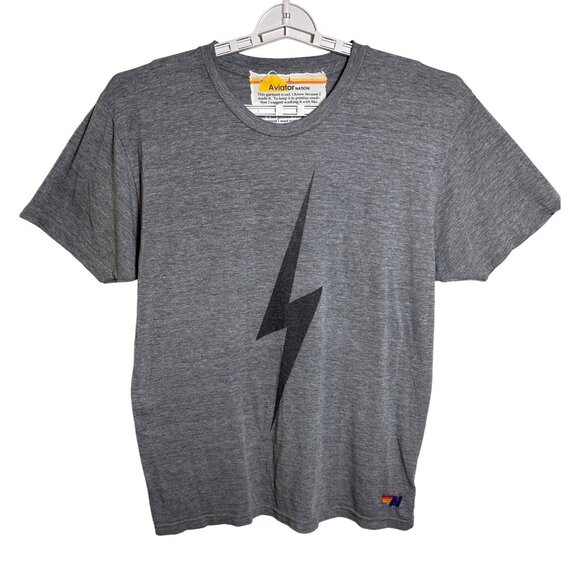 Aviator Nation Bolt Tee Shirt Unisex Large Heather Gray Cotton Blend Handsewn LA - Picture 1 of 10